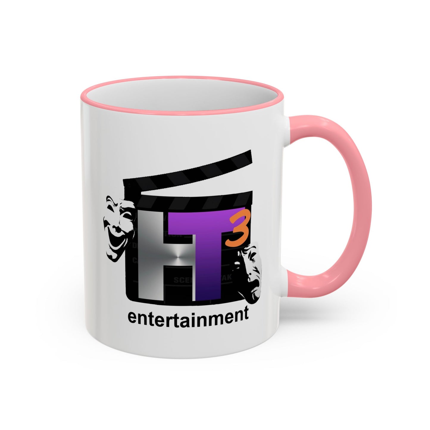 HT3 Entertainment Accent Rim Mug – Black-Handle Ceramic Coffee Cup