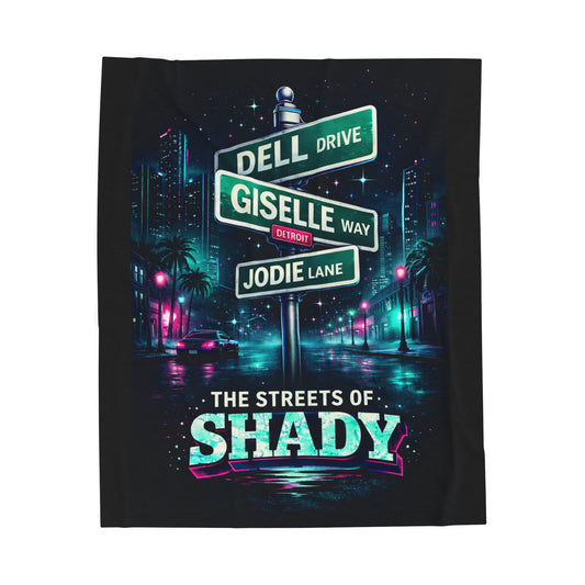 Plush Blanket 'The Streets of Shady' Personalized Neon Street Sign Throw