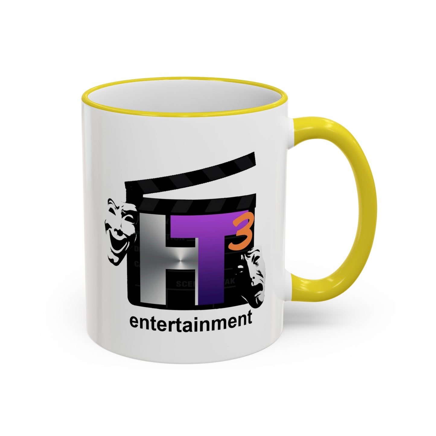 HT3 Entertainment Accent Rim Mug – Black-Handle Ceramic Coffee Cup