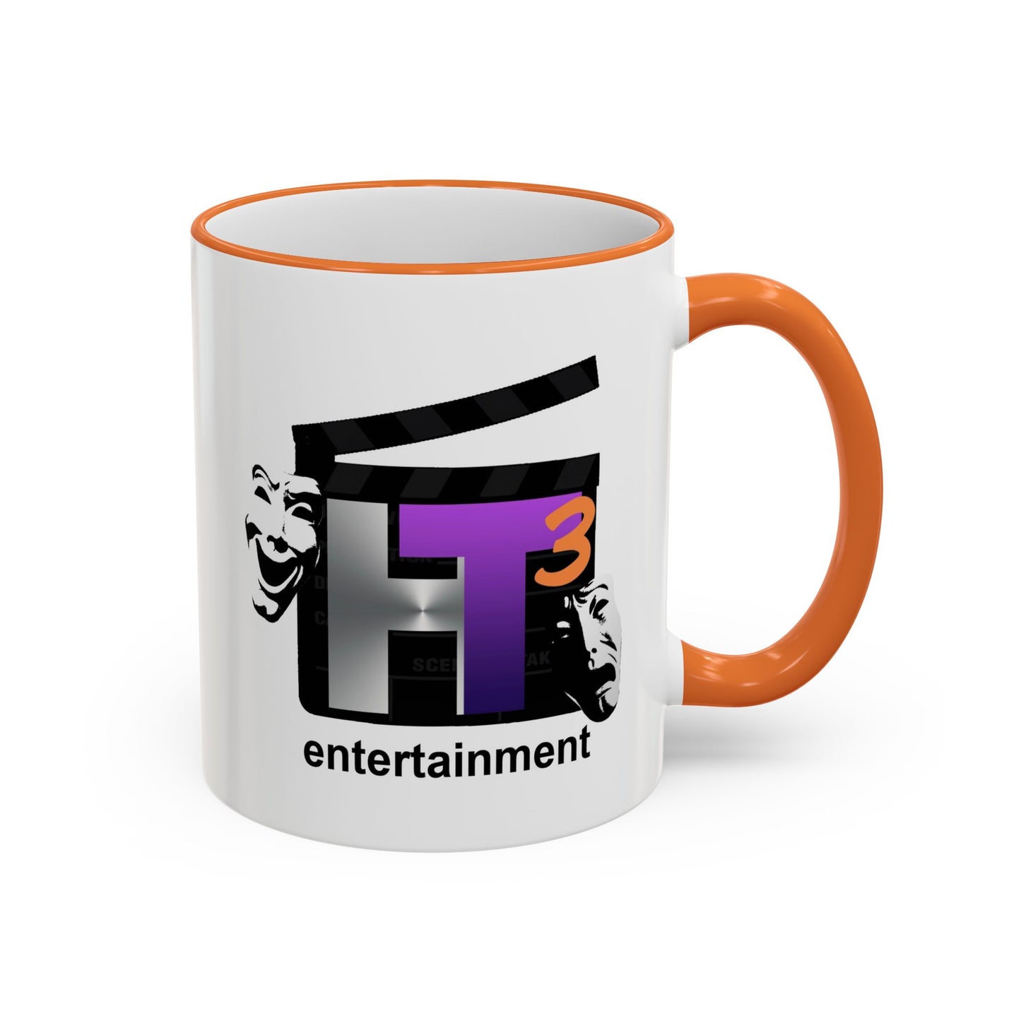 HT3 Entertainment Accent Rim Mug – Black-Handle Ceramic Coffee Cup