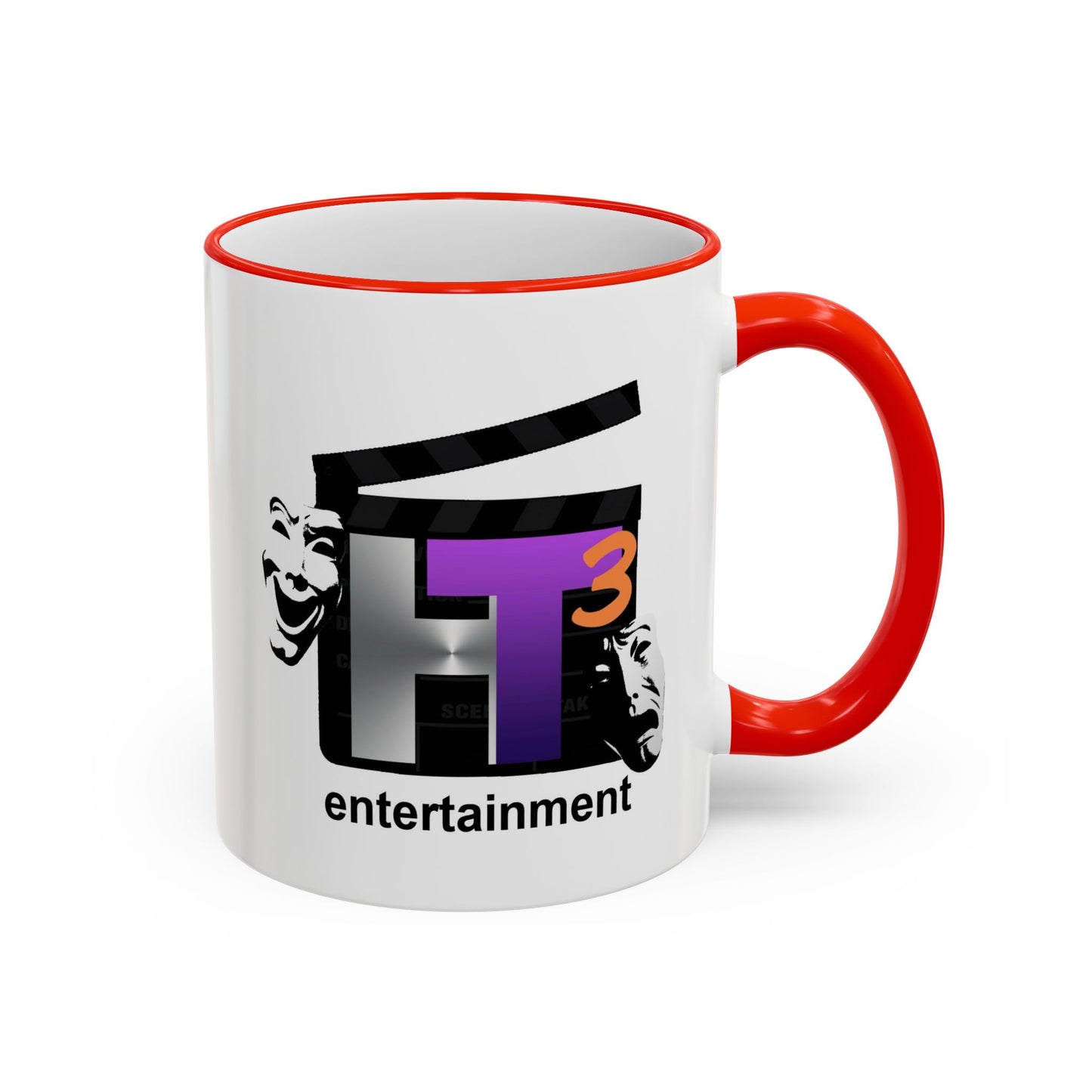 HT3 Entertainment Accent Rim Mug – Black-Handle Ceramic Coffee Cup