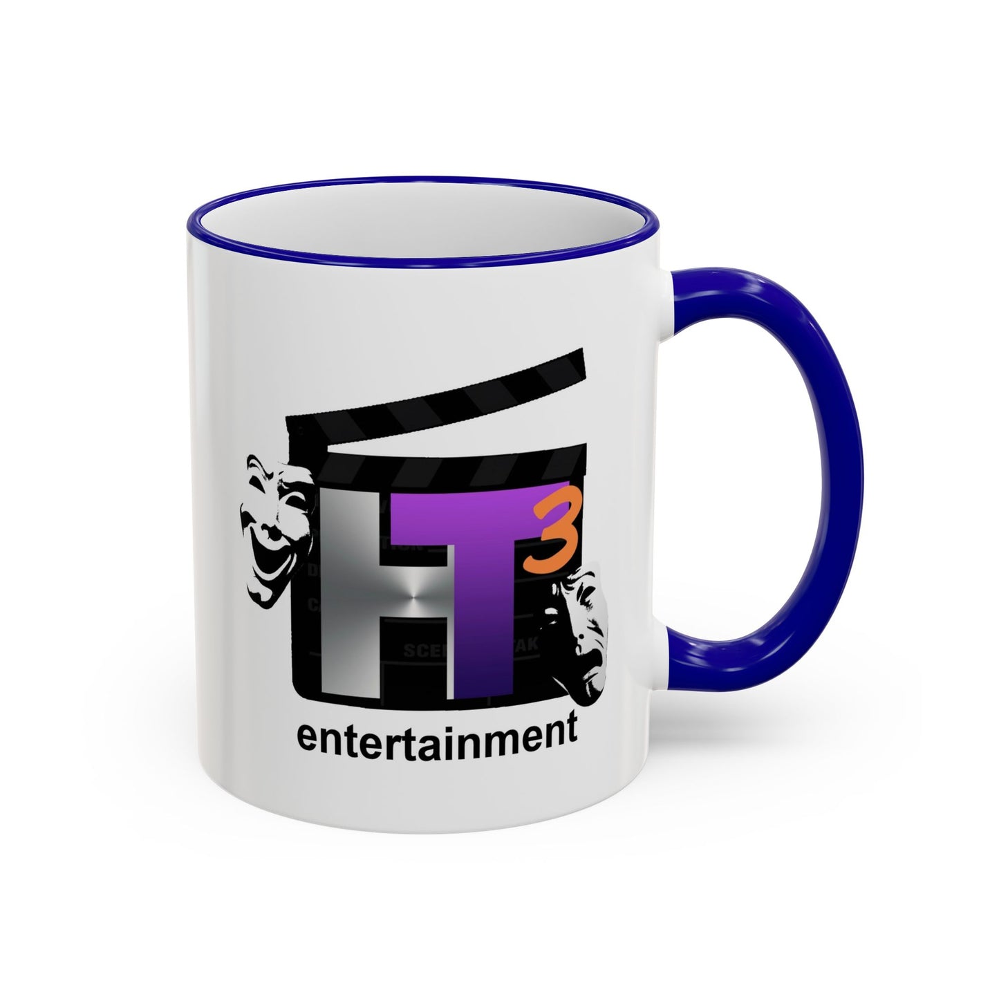 HT3 Entertainment Accent Rim Mug – Black-Handle Ceramic Coffee Cup