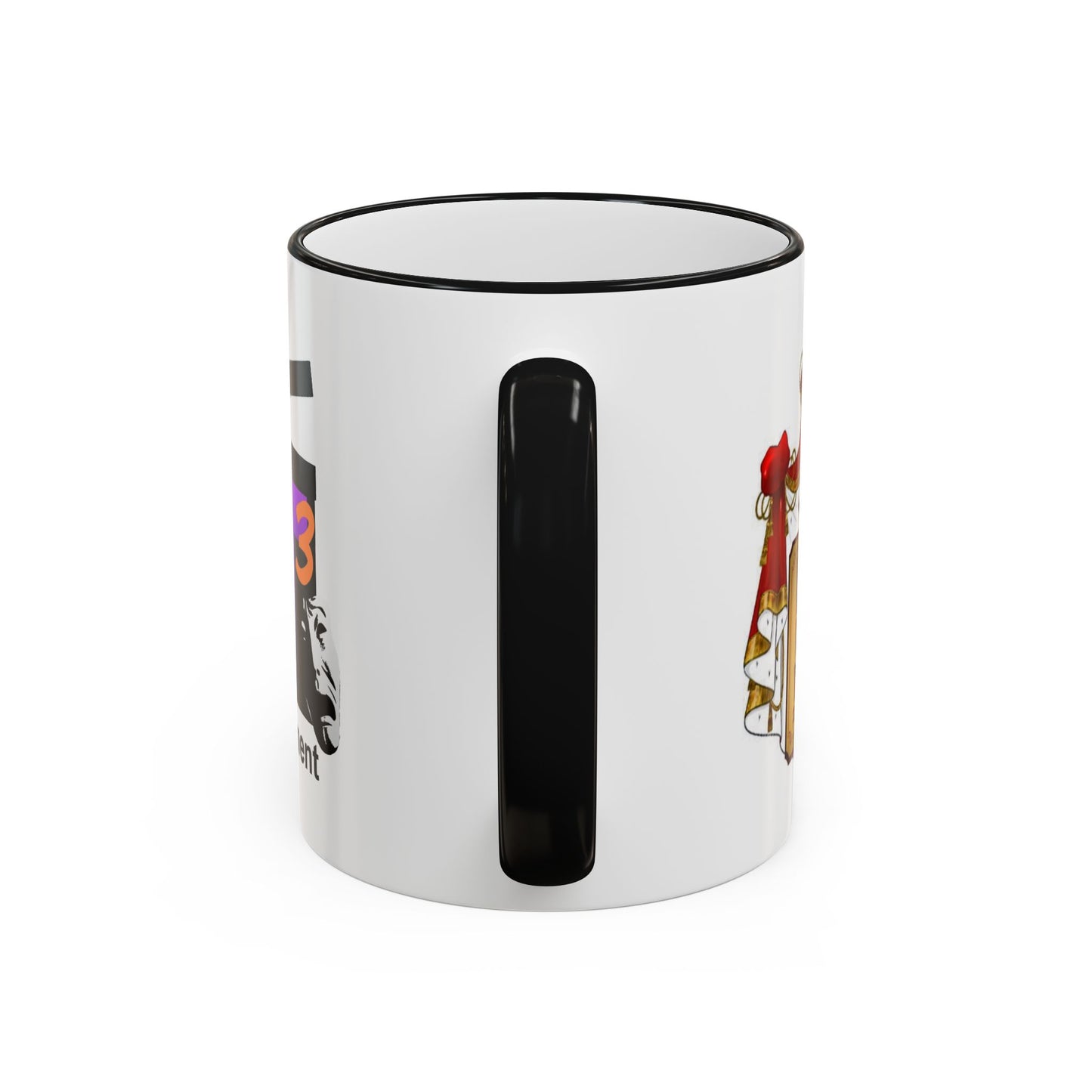 HT3 Entertainment Accent Rim Mug – Black-Handle Ceramic Coffee Cup