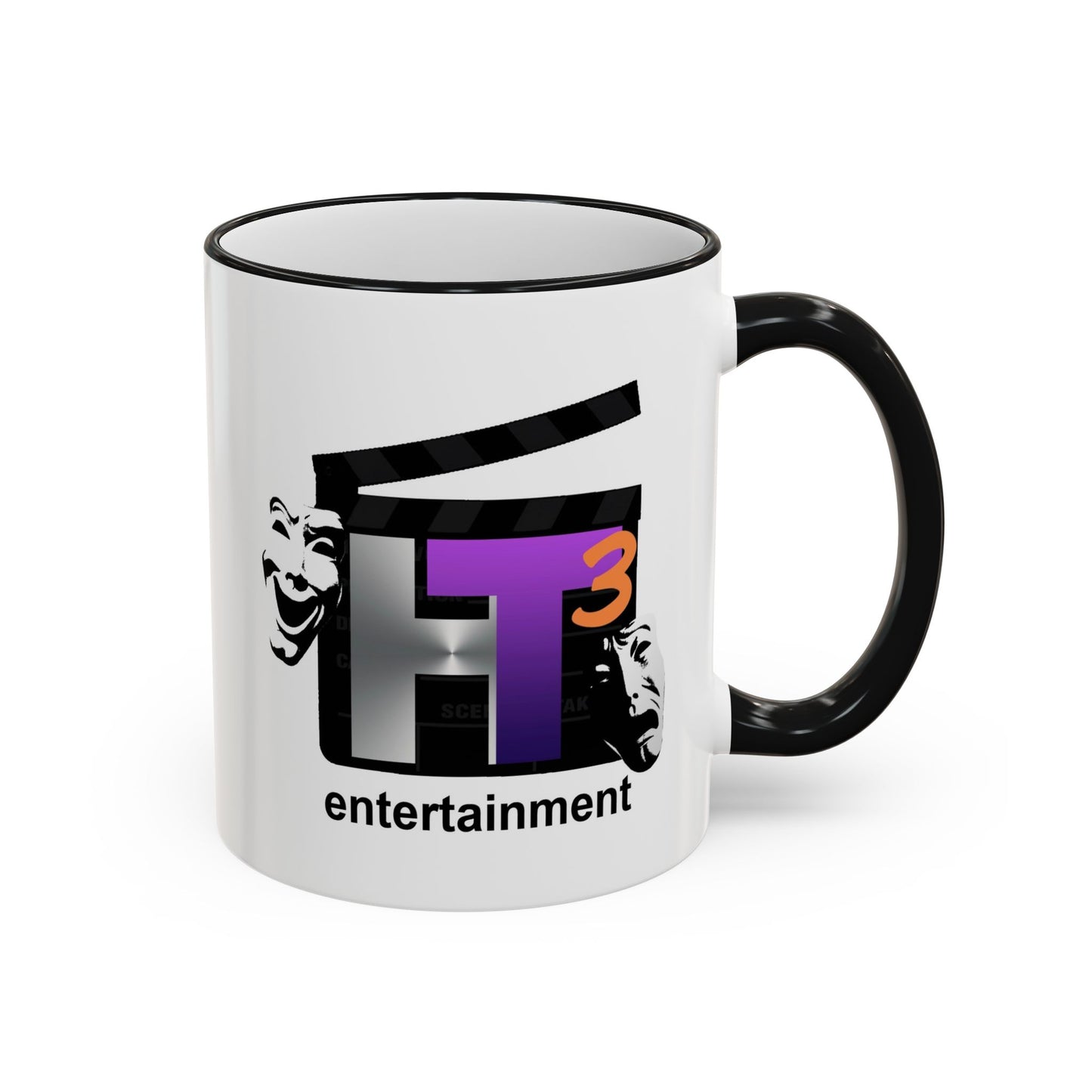 HT3 Entertainment Accent Rim Mug – Black-Handle Ceramic Coffee Cup