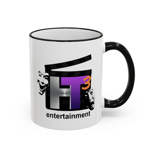 HT3 Entertainment Accent Rim Mug – Black-Handle Ceramic Coffee Cup