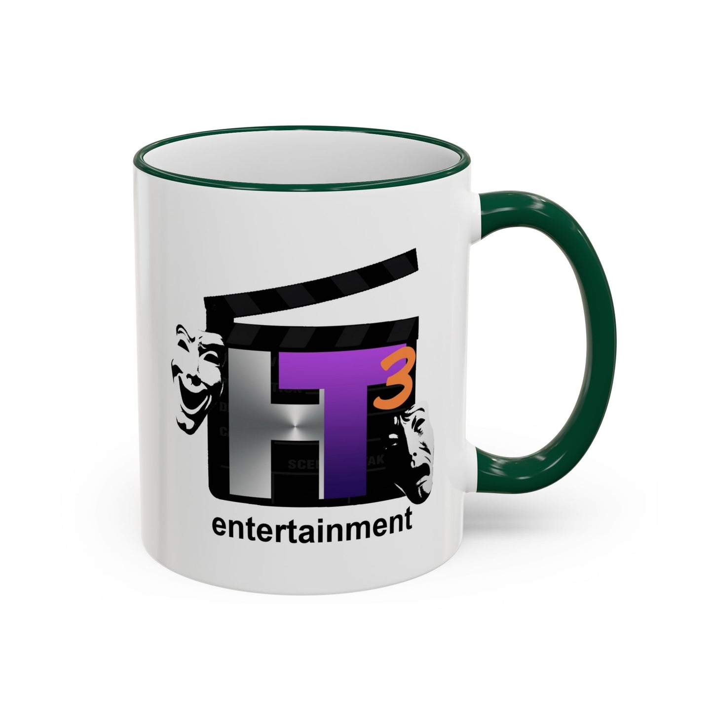 HT3 Entertainment Accent Rim Mug – Black-Handle Ceramic Coffee Cup