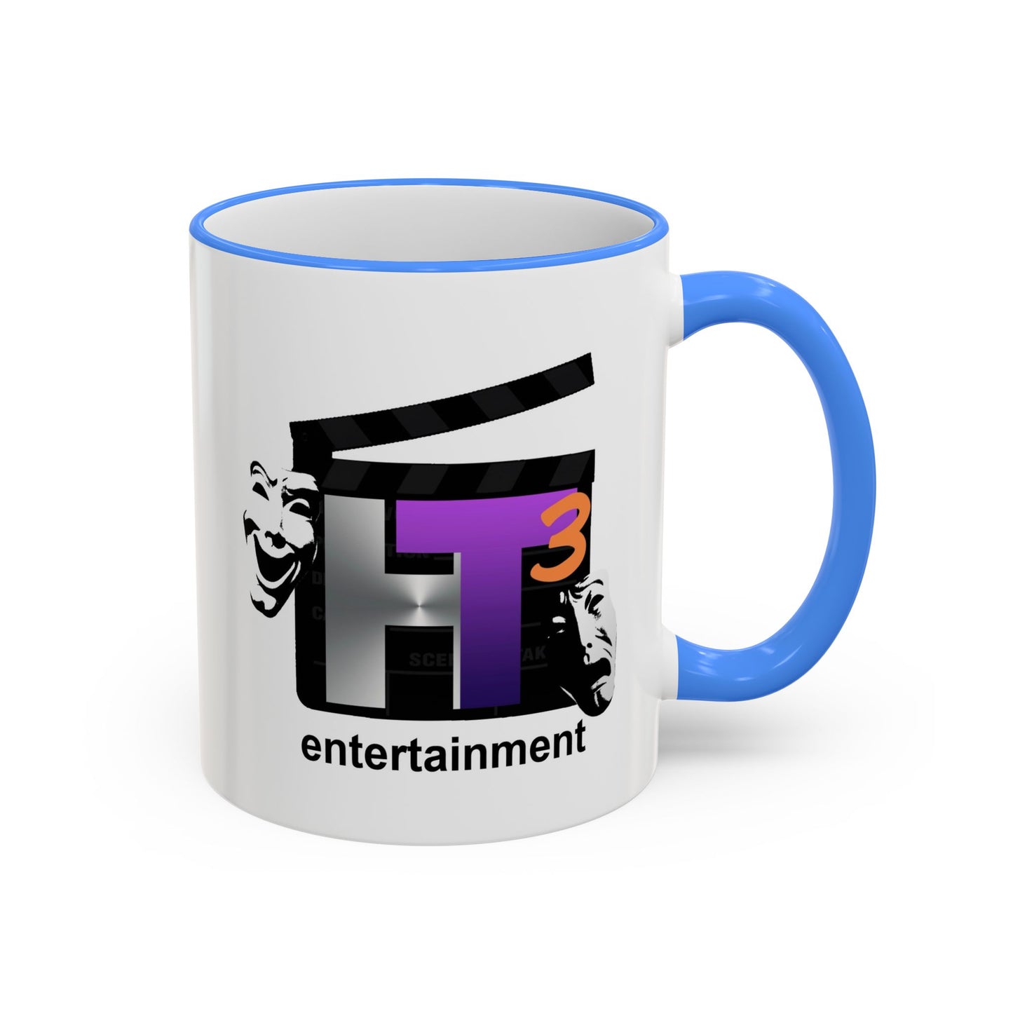 HT3 Entertainment Accent Rim Mug – Black-Handle Ceramic Coffee Cup